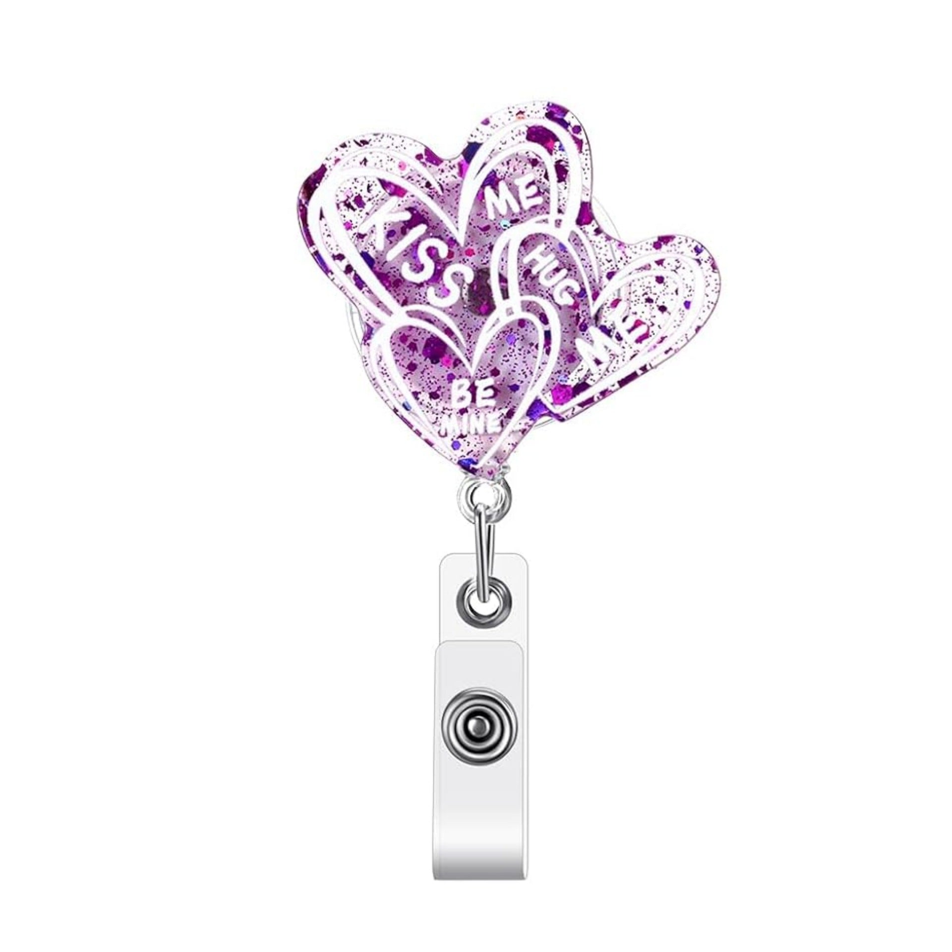 Wholesale romantic heart-shaped acrylic retractable  Badge Reels