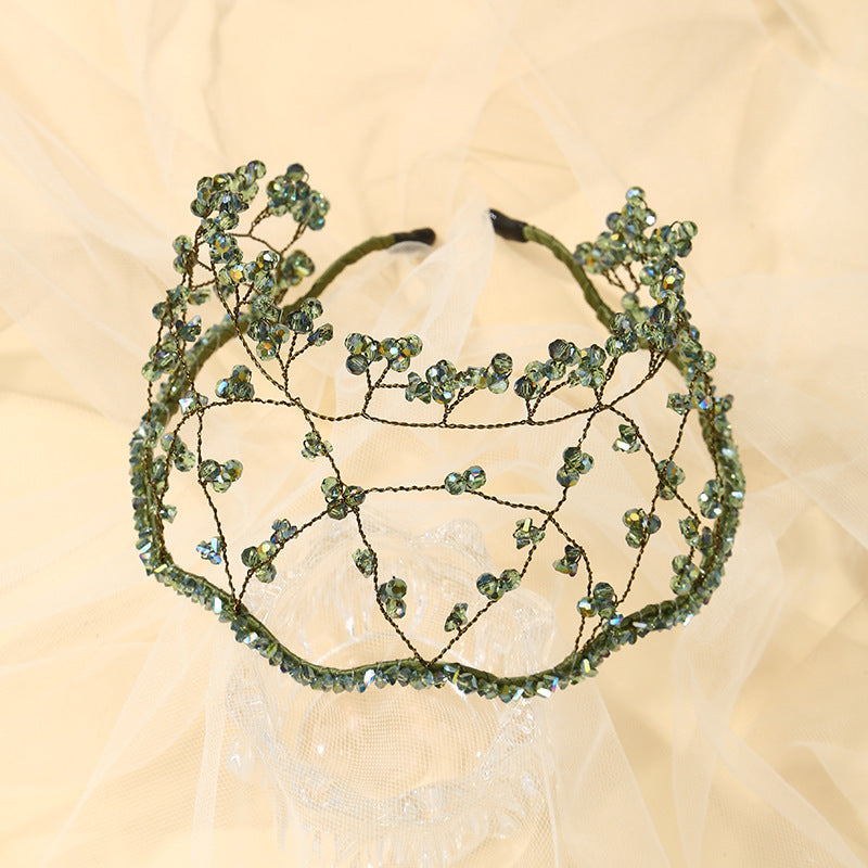 Wholesale Handmade Beaded Delicate Crystal Braided Mesh Headbands