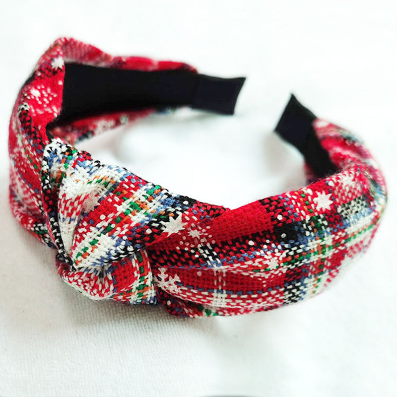 Wholesale Christmas Series Plaid Bow Cloth Headband