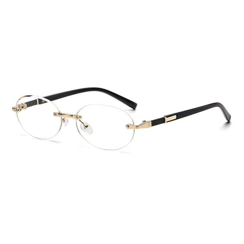 Wholesale Hot Girl Cut Edge Personalized Oval Frame Rimless Sunglasses