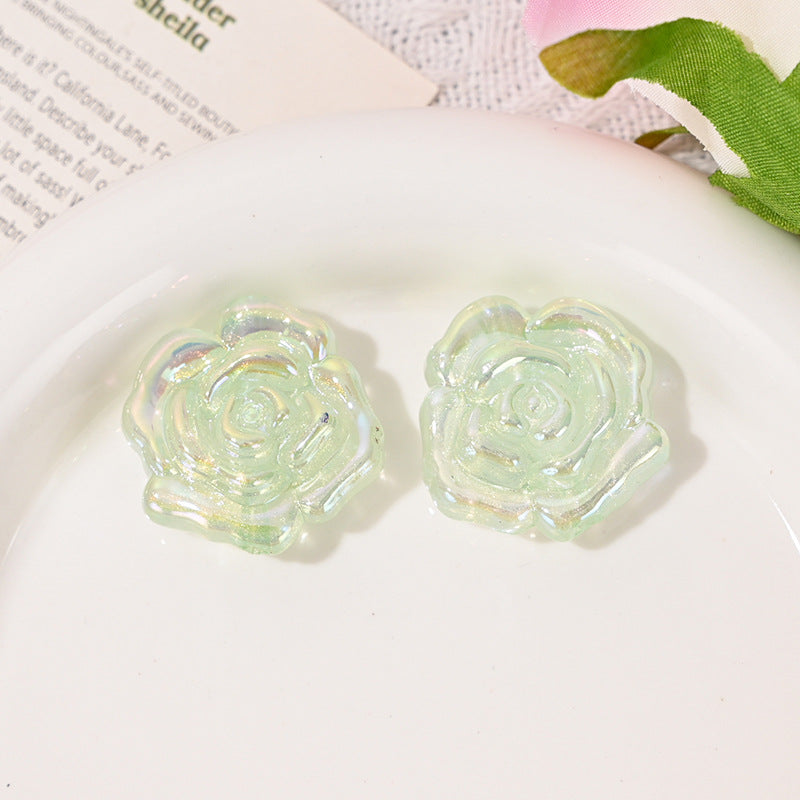 Wholesale 10pcs/pack Luminous Rose Loose Beads Plated Rose Beads