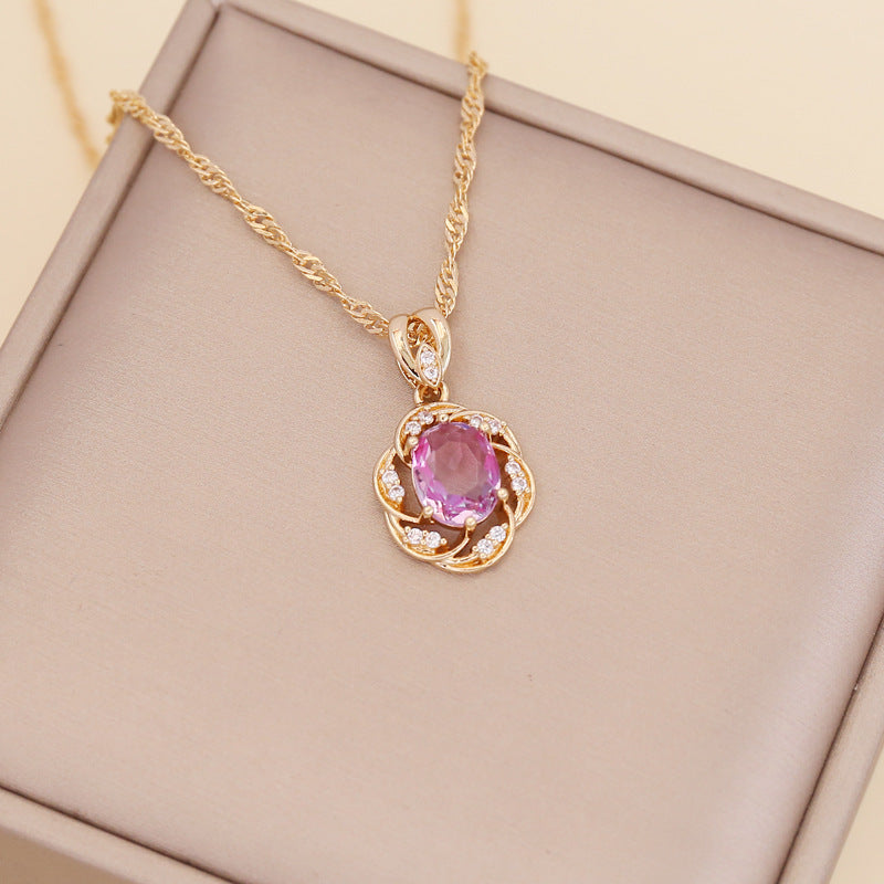 Wholesale Multi-color Diamond Sunflower Necklace