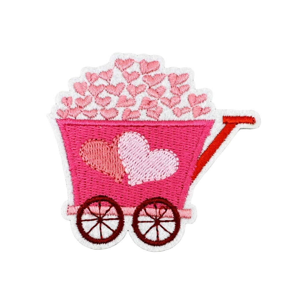 Wholesale Embroidered Iron On Patch Pink Valentine Hearts Cute Bear Design Wedding Scrapbook Decor Fashion DIY Accessory