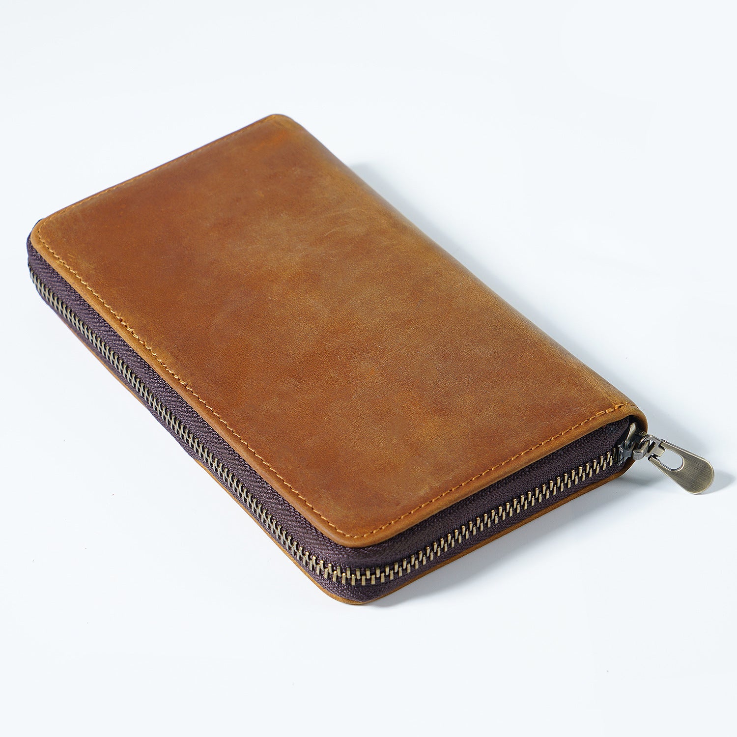 Wholesale First Layer Cowhide Vintage Zipper Pen Storage Bag