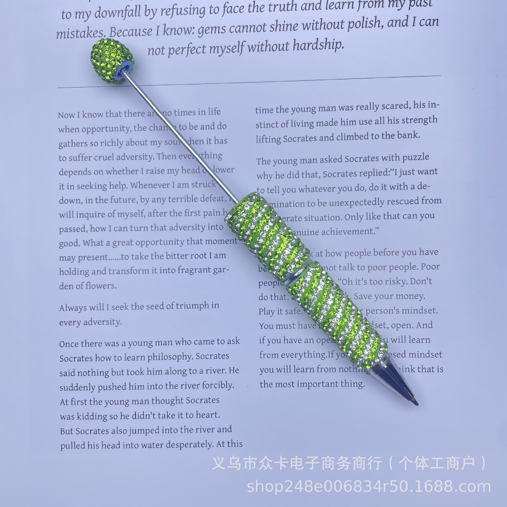 Wholesale 10pcs Stripes and Full Rhinestones Twist-Type  DIY Fancy Beadable Pens