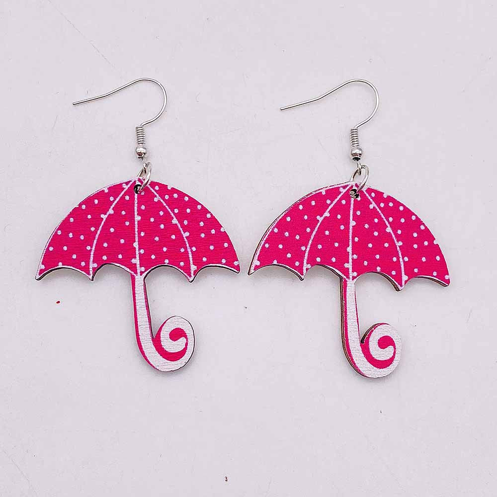 Wholesale Valentine's Day Western Style Cowboy Hat Wooden Earrings Pink Love Coffee Cup Earrings