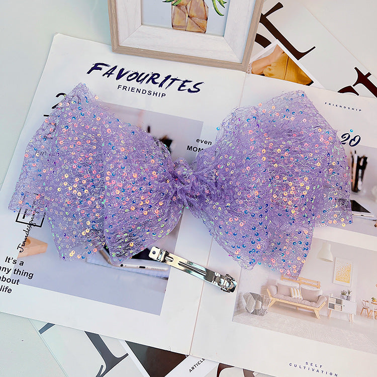Wholesale Oversized Cloud Sequin Mesh Bow Hair Clip