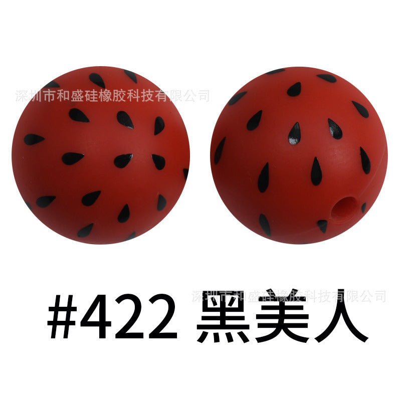 Wholesale 50pcs 16mm Print Silicone Beads Colorful Silicone Water Transfer Beads