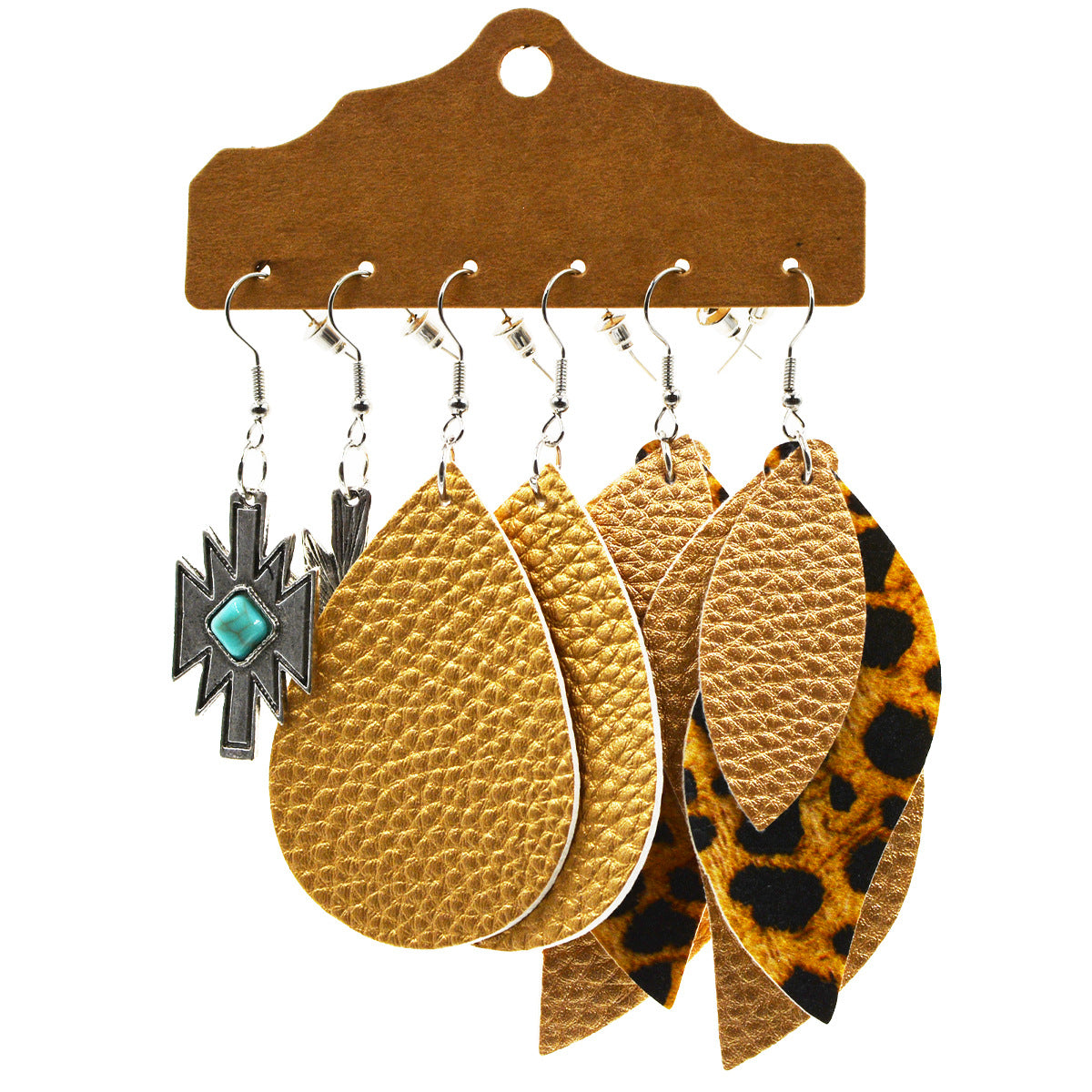 Wholesale Multi-layered Leather Earrings Symmetrical Love Earrings