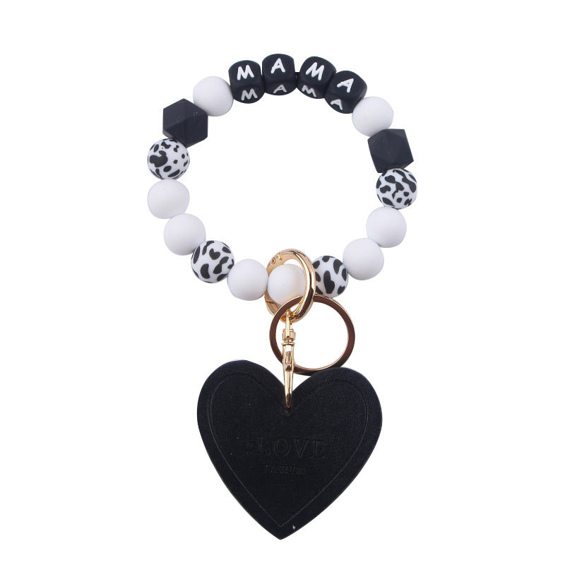 Wholesale Mother's Day Love Leather Silicone Beaded Keychains