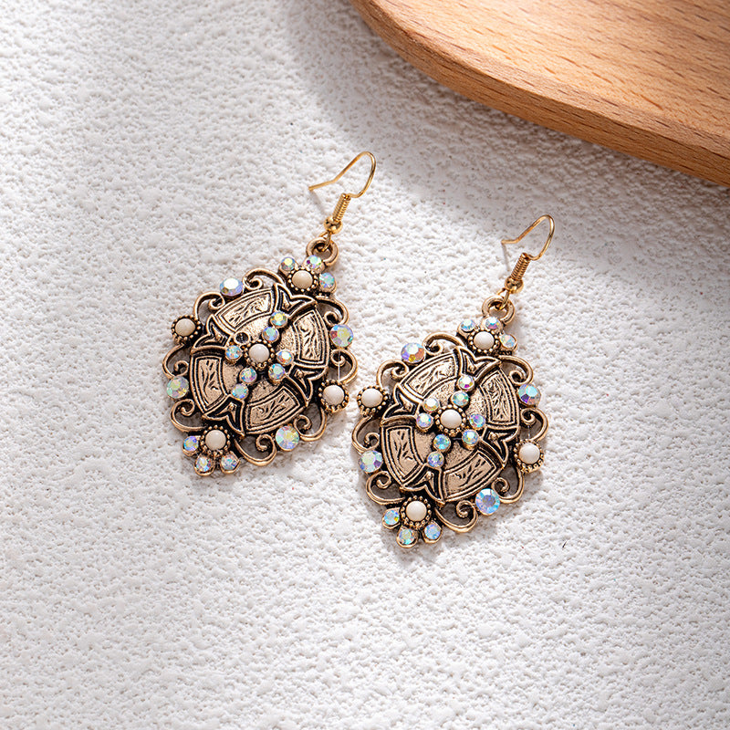 Wholesale Bohemian style turquoise flower earrings