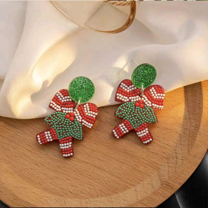 Wholesale Christmas Cute Christmas Tree Snowflake Earrings