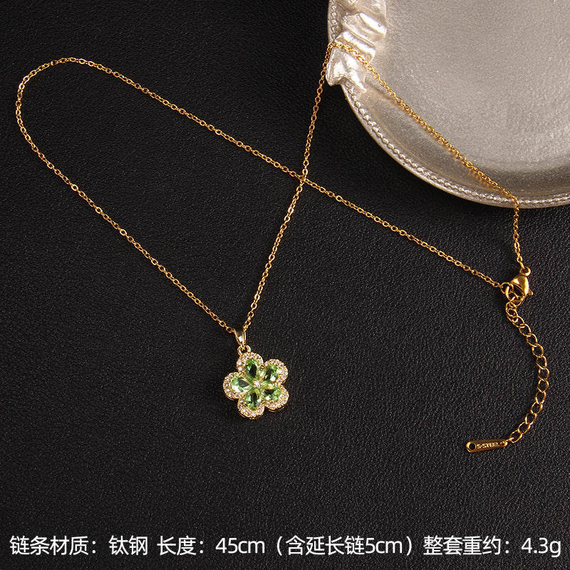 Wholesale Four-leaf Clover Flower Necklaces Pendant Clavicle Chain