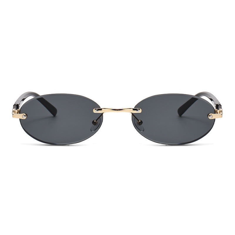 Wholesale Hot Girl Cut Edge Personalized Oval Frame Rimless Sunglasses