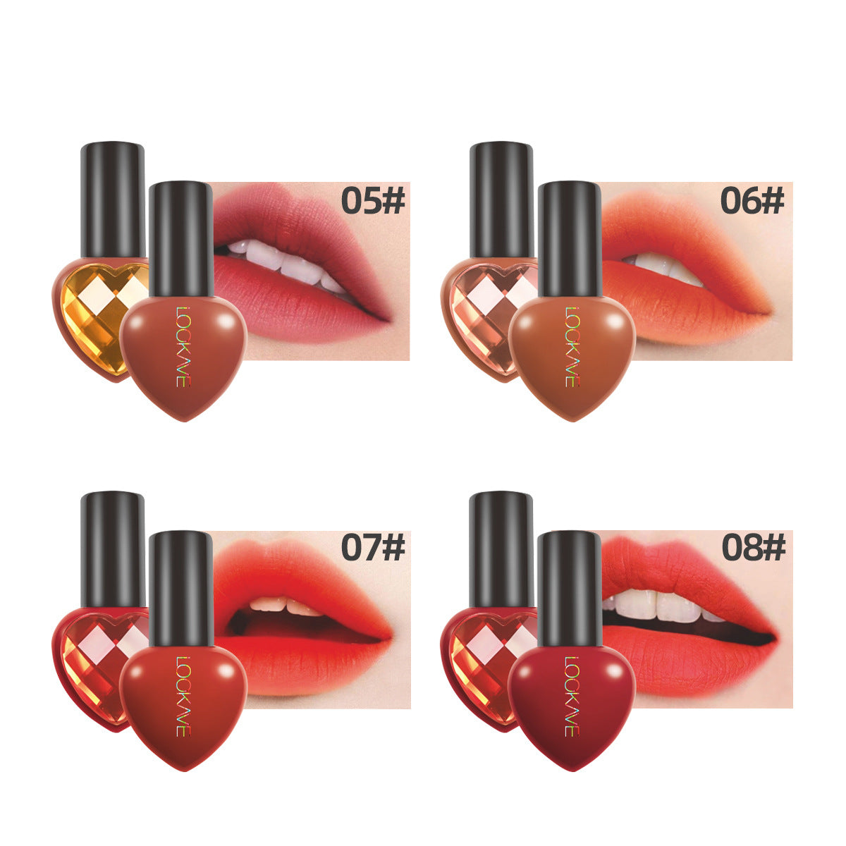Wholesale Plastic 8 Colors Heart Shape Lip Gloss