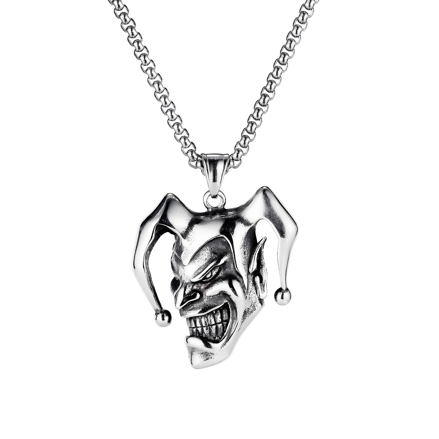Wholesale Retro Clown Face Pendant Necklace For Men Stainless Steel Jewelry Accessory OLY Exclusive
