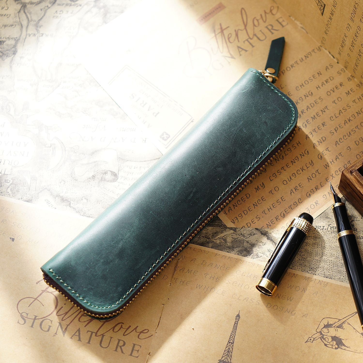 Wholesale Leather Zipper Zipper Mini Small Portable Simple Pen Bag