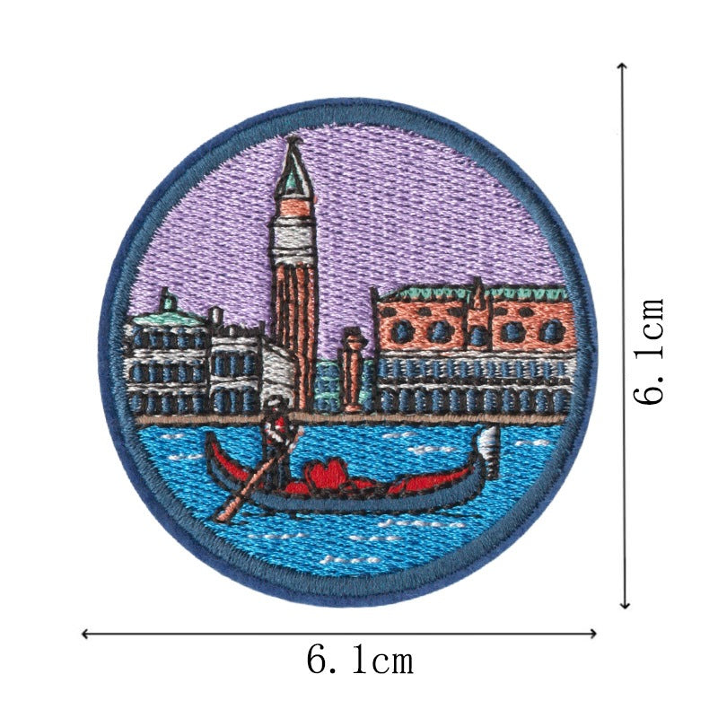 Wholesale World Landmark Embroidered Patches Set Of 9 Iron On DIY Decorative Gift For et