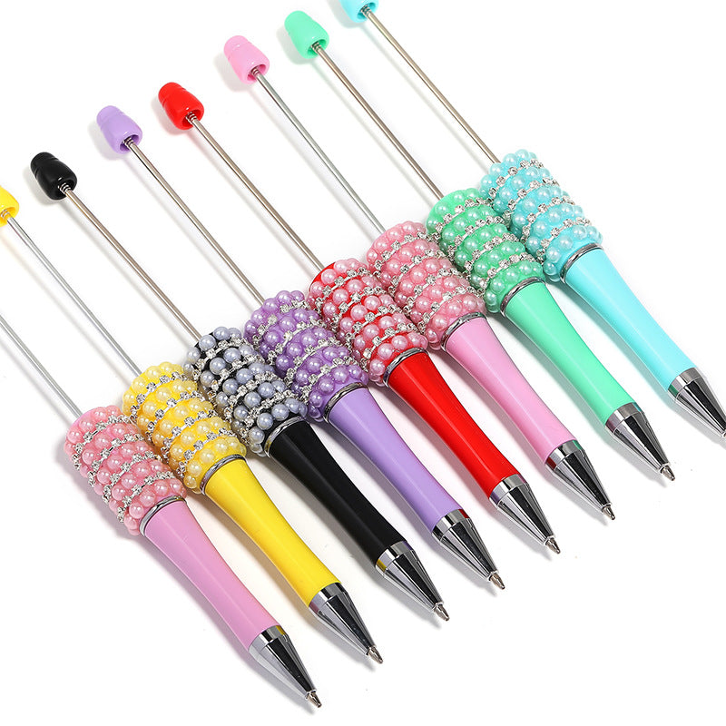 Wholesale 5pcs/pack Heavy Industry DIY Beadable  Pen Multicolor Pearl Beaded Pen
