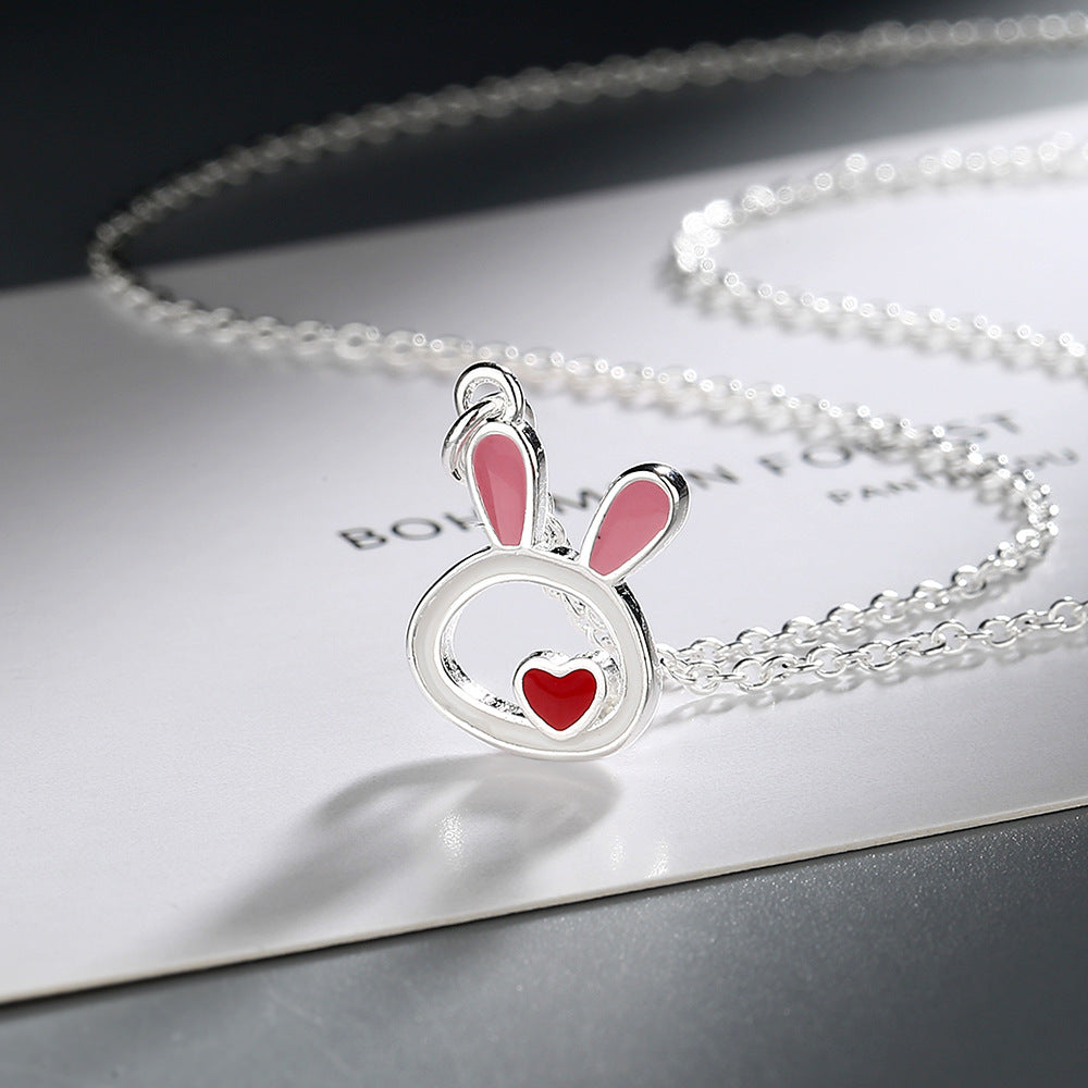 Wholesale Rabbit Love Hollow Drop Glue Necklace