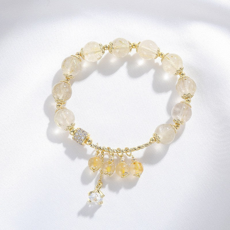 Wholesale Golden Rutilated Quartz Citrine Vintage Natural Crystal Bracelet