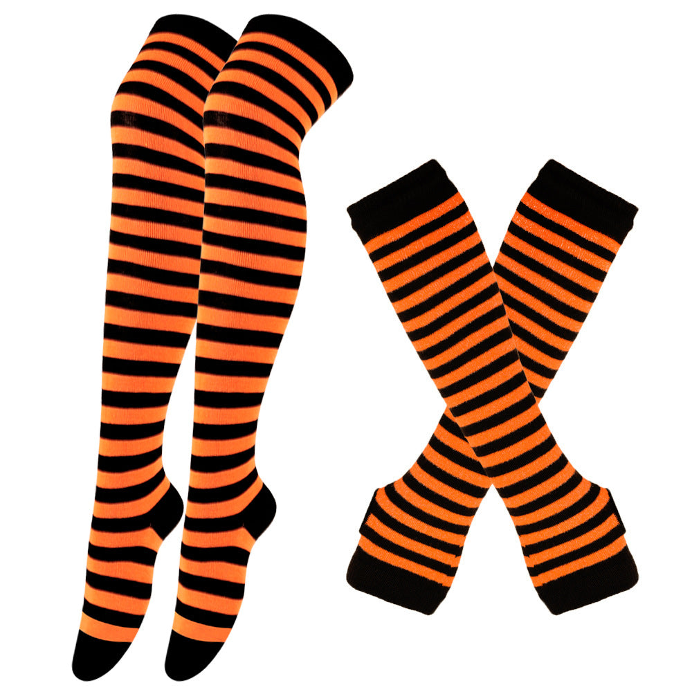 Wholesale Christmas Halloween High Striped Socks Gloves Set
