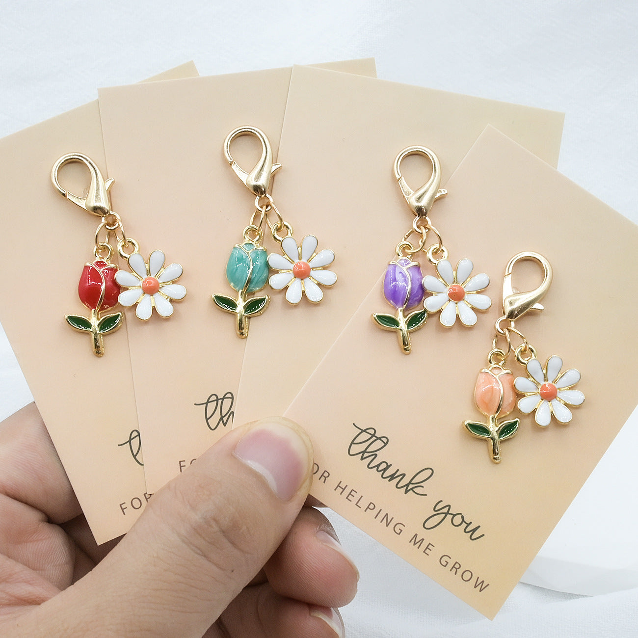 Wholesale Colorful Tulip Sunflower Alloy Keychain