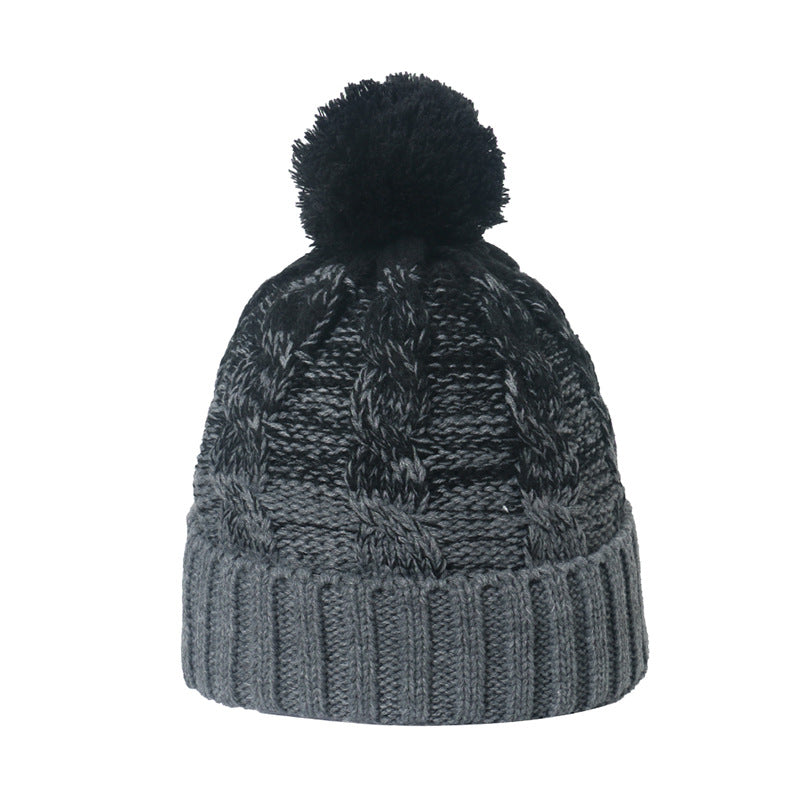 Wholesale Plush Thickened All-match Warm Gradient Color Blended Wool Knitted Hat