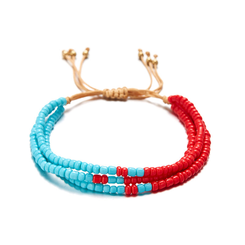 Wholesale Boho Style Multi-layered Braided Rice Bead Bracelet