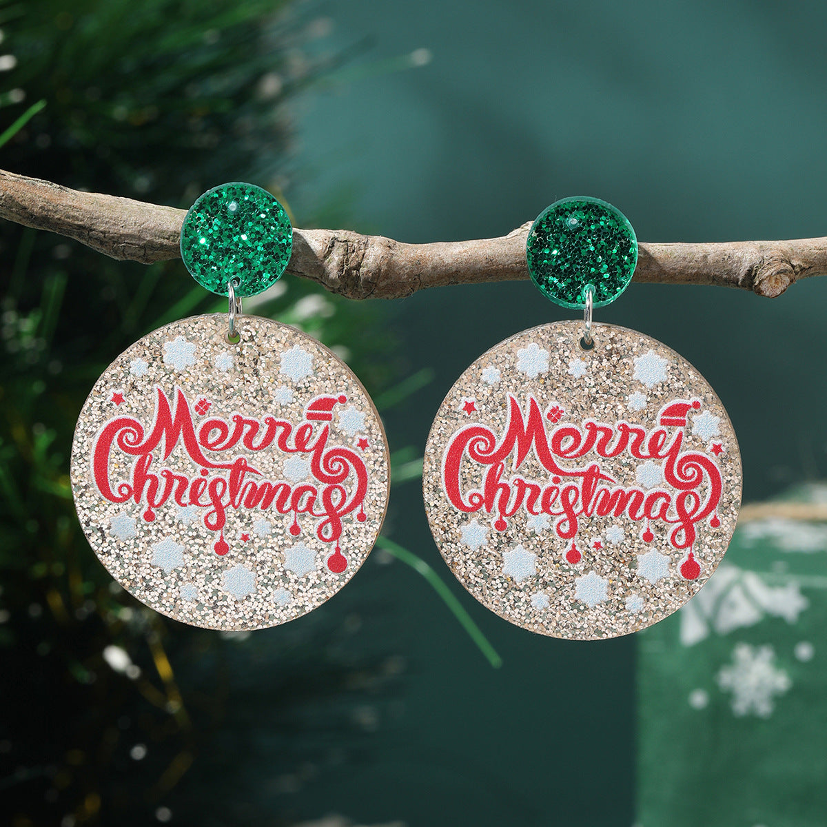 Wholesale Christmas tree earrings love acrylic Christmas ladies earrings