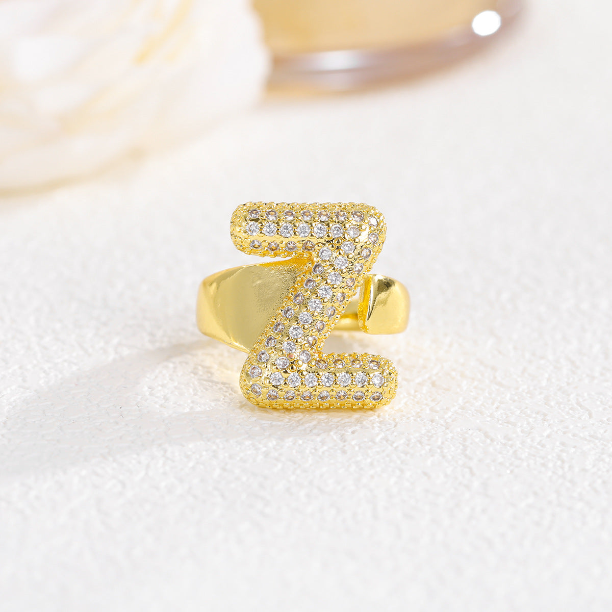 Wholesale  Gold Plated Copper Set with Zircon Open Ring