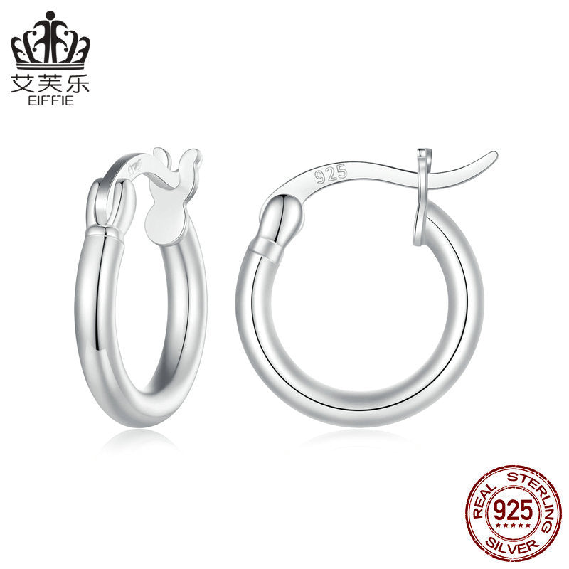 Wholesale 925 Sterling Silver Platinum Plated Simple Plain Hoop Earrings