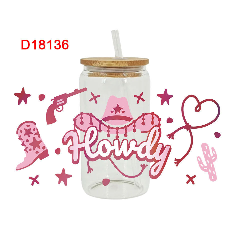 Wholesale Western style hat boots  16oz Cup UV DTF Wraps