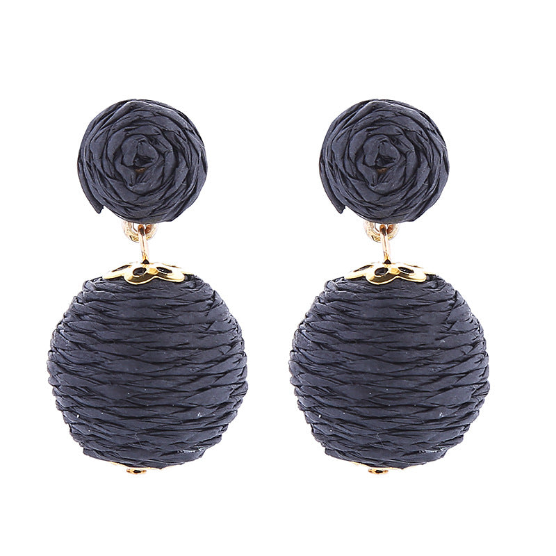 Wholesale Bohemian Handmade Wrap Ball Stud Earrings