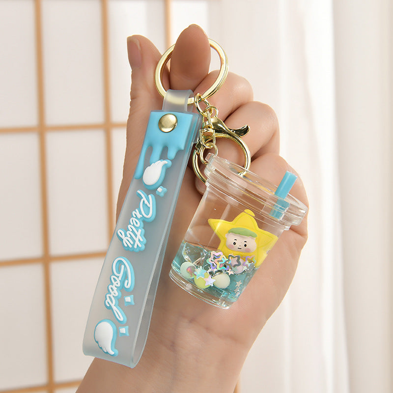Wholesale Acrylic liquid sand bottle floating in oil keychain