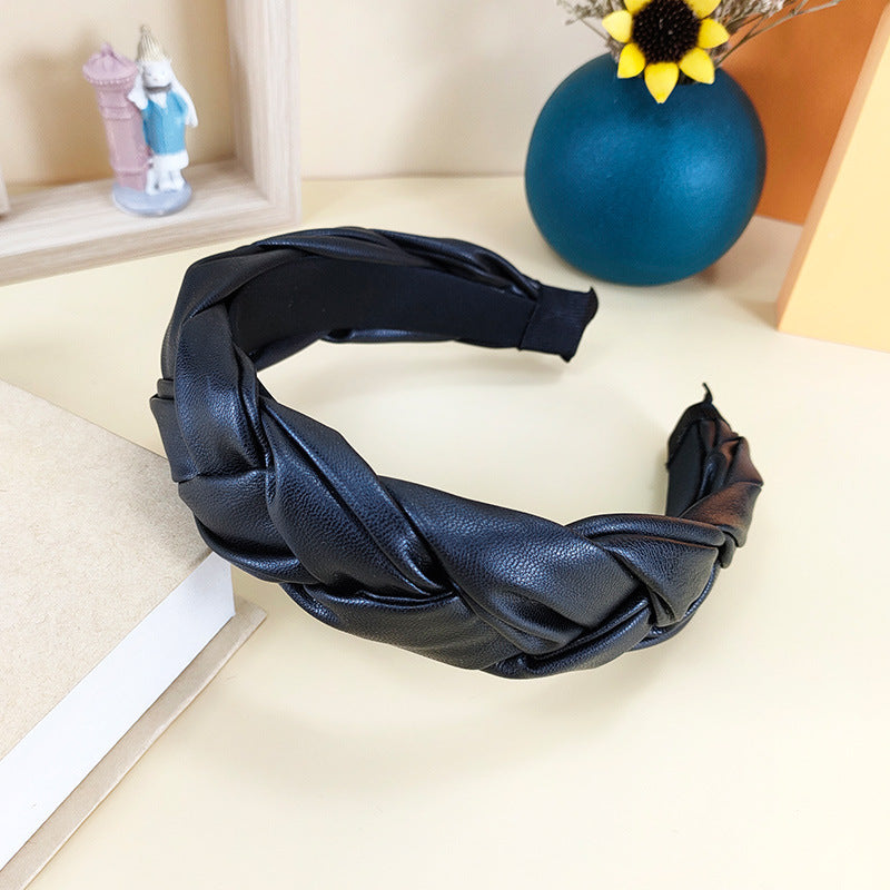 Wholesale PU leather braided braid headband hair pressing non-slip fashionable all-match headband