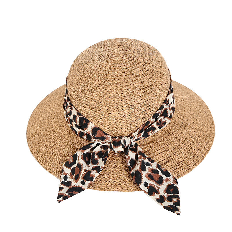 Sombrero de paja flotante de la pez flotante de lazo de leopardo de verano