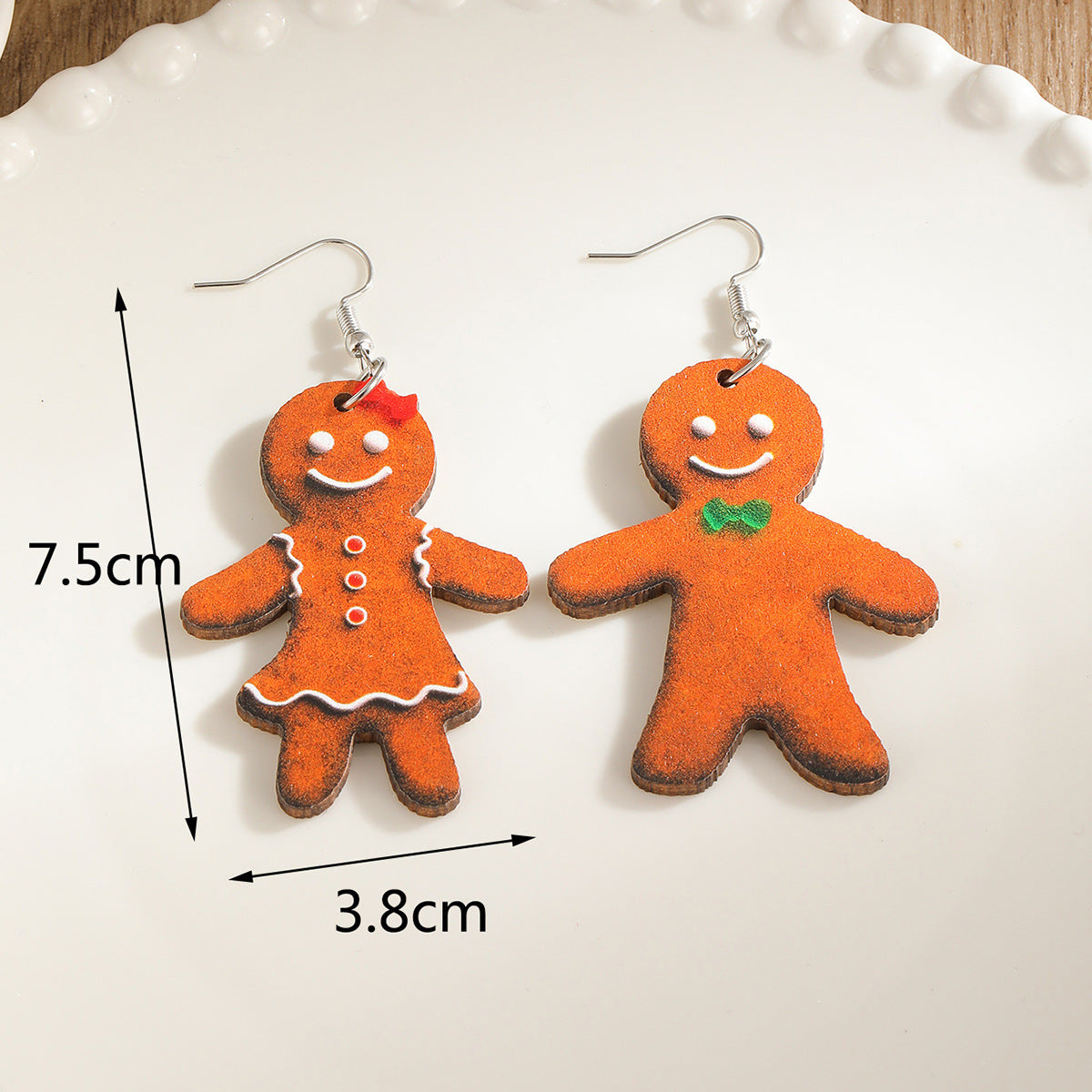 Wholesale Cartoon Christmas Gingerbread Man Wooden Earrings