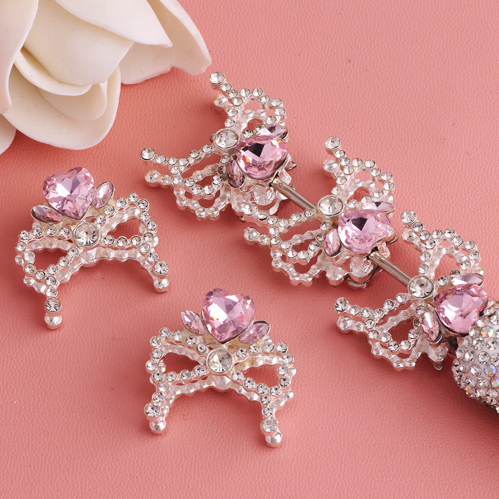 Wholesale 5pcs/pack Alloy crystal crown diamond ball four-way hole beads DIY  accessories