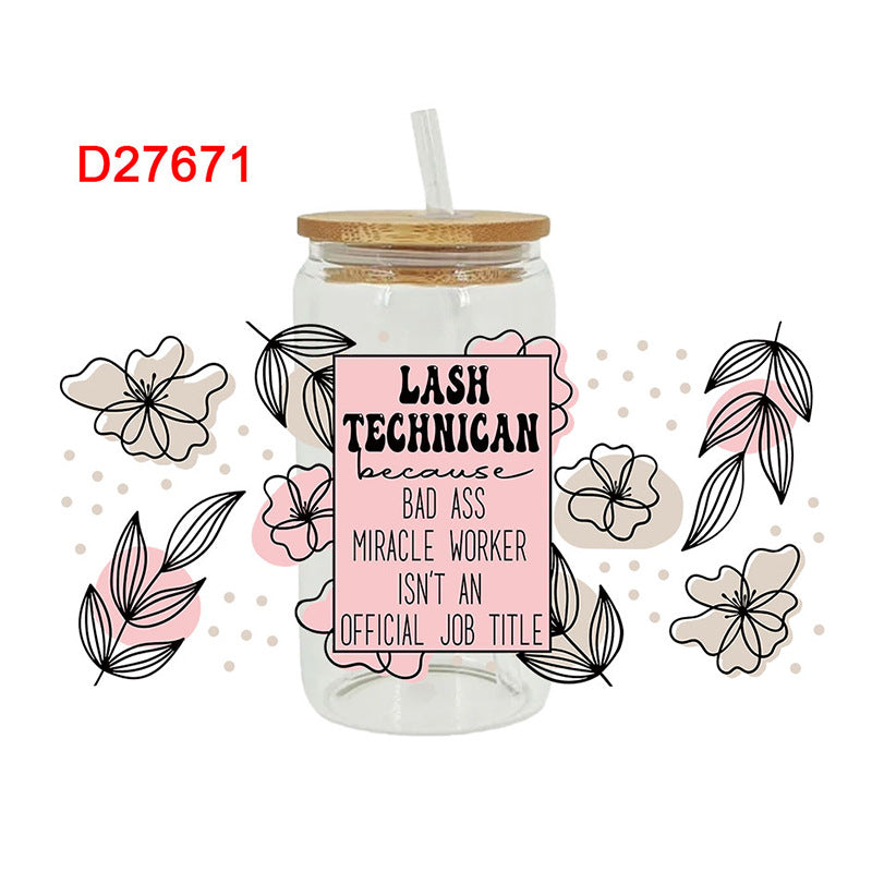 Wholesale Colorful Summer English Flowers 16oz Cup UV DTF Wraps