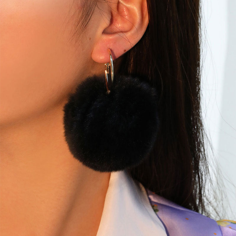 Wholesale Plush Ball Earrings