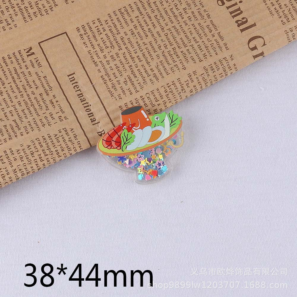 Wholesale 10pcs Cartoon Christmas Cube Hot Pot Quicksand Ornament Accessories DIY Patch FlatBack