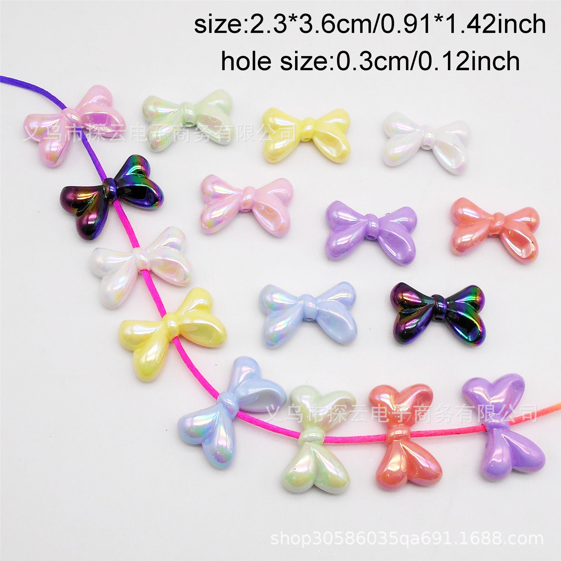Wholesale 10pcs Plated Cartoon Bow Loose Acrylic Beads
