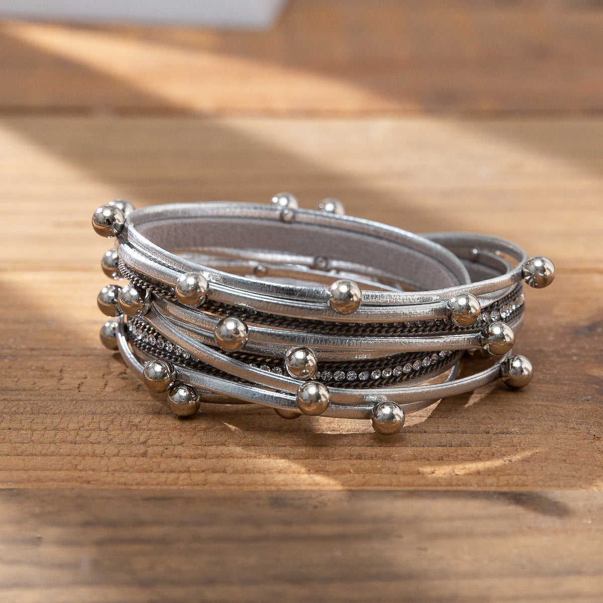 Wholesale Sweet Cool Rivet Layered Bracelet Set