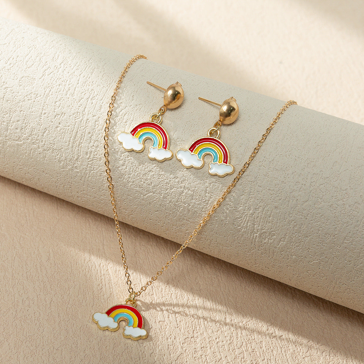 Wholesale Rainbow Element Valentine's Day Necklace Set