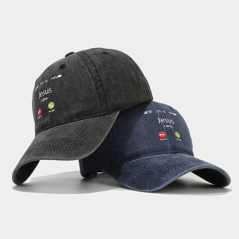 Wholesale Phone Answering Pattern Soft Top Cotton Baseball Cap