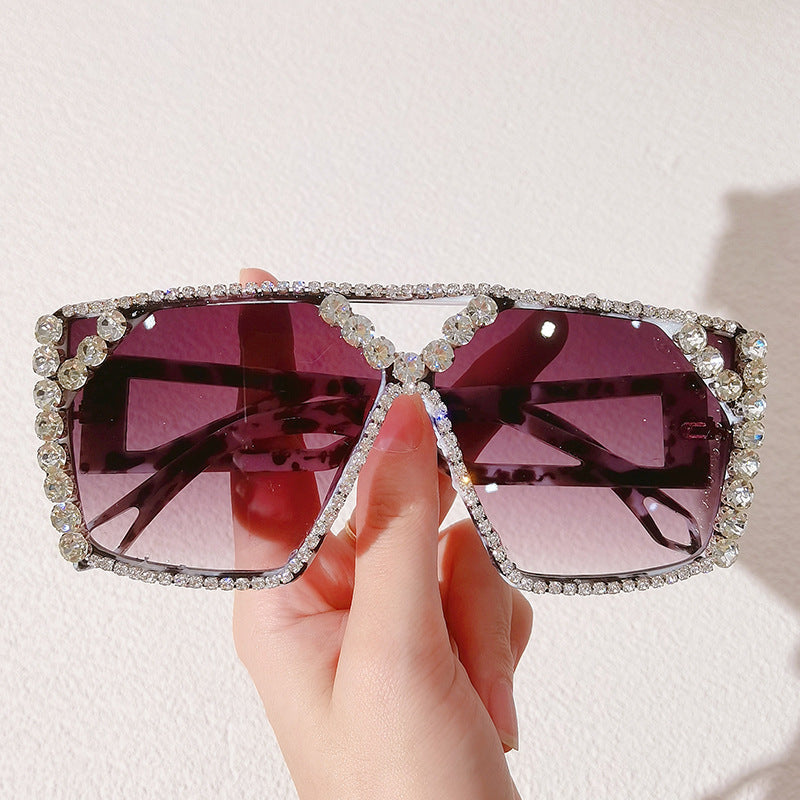 Wholesale Large Frame Diamond Fashion Diamond Sunglasses