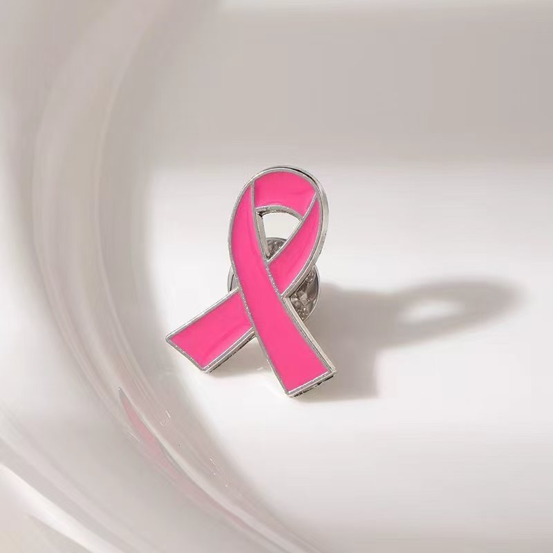 Wholesale Metal Oil-Drip Pink Collar Ribbon Brooch