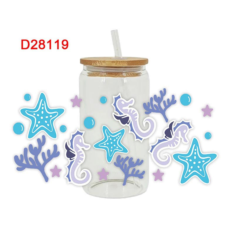 Wholesale Summer Marine Animals Series 16oz Cup UV DTF Wraps