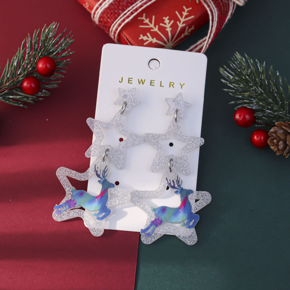 Wholesale Colorful Stars Christmas Acrylic Earrings